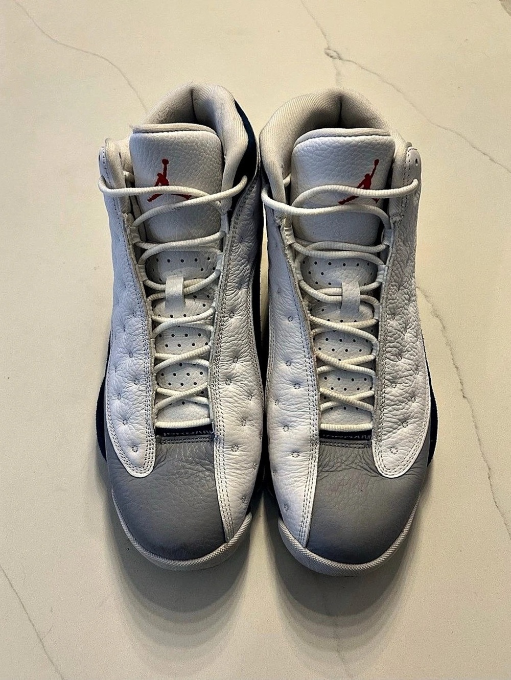 Jordan Air Jordan 13 Retro Flint High-Top Sneakers in White & Blue